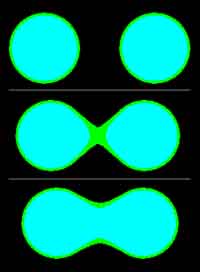 Gotas de agua en un medio sin gravedad