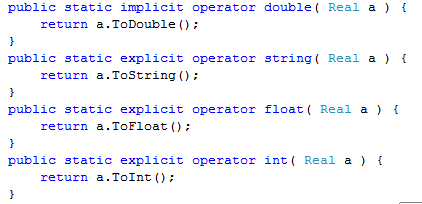 Conversiones de tipo implícitos desde el tipo Real.