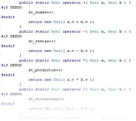 Operadores binarios sobrecargados.