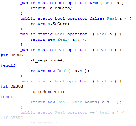Operadores unarios sobrecargados.
